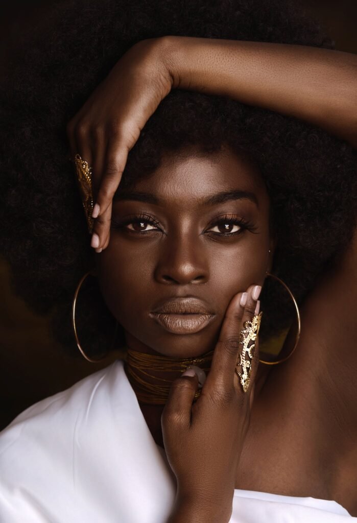 A Beautiful Woman with Her Hands on Her Face